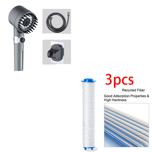 3 Modes Shower Head High Pressure Showerhead Portable Filter Rainfall